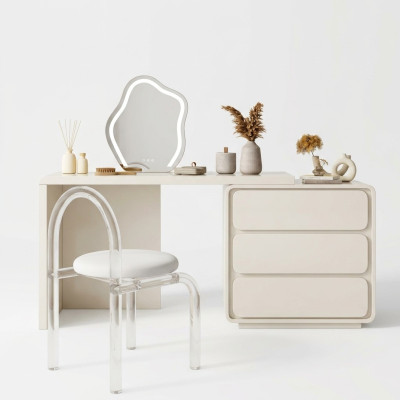 Table de toilette moderne blanche Table de toilette de designer avec tiroirs nouvelle