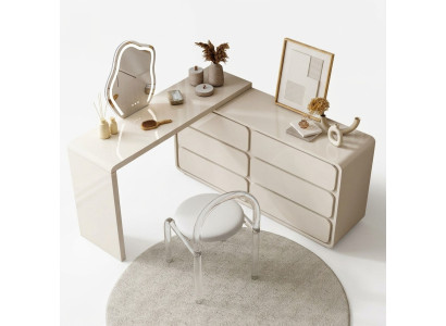 Table de maquillage blanche Table de maquillage moderne Coiffeuse d'angle avec tiroirs