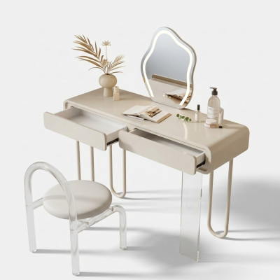 Table de maquillage blanche avec tiroirs, table de maquillage de luxe, table cosmétique