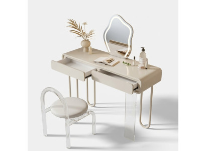 Table de maquillage blanche avec tiroirs, table de maquillage de luxe, table cosmétique