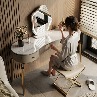 Table de toilette moderne Mobilier de chambre Table de toilette 3 tiroirs