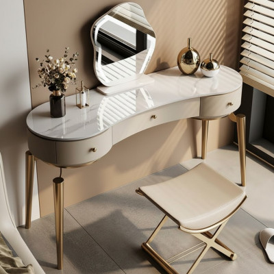 Table de toilette moderne Mobilier de chambre Table de toilette 3 tiroirs