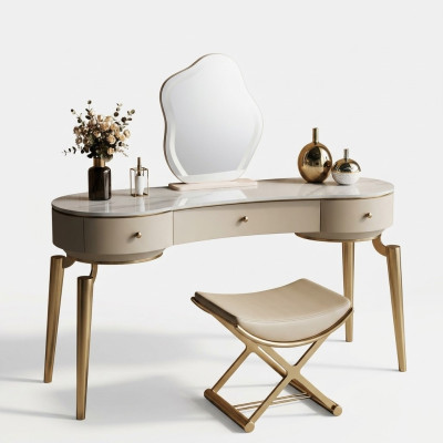 Table de toilette moderne Mobilier de chambre Table de toilette 3 tiroirs