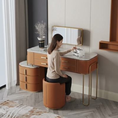Chambre coiffeuse à deux tons avec 2 tiroirs.