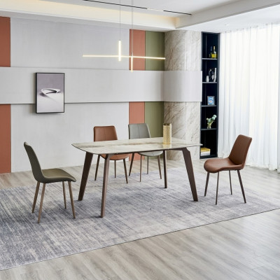 Table de cuisine design Mobilier de salle à manger moderne Table à manger 4 chaises Ensemble de 5 pièces