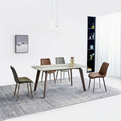 Table de cuisine design Mobilier de salle à manger moderne Table à manger 4 chaises Ensemble de 5 pièces