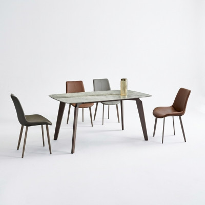 Salle à manger Mobilier Designer Table rectangulaire 4x Chaises rembourrées Luxe 5 pièces