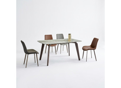 Salle à manger Mobilier Designer Table rectangulaire 4x Chaises rembourrées Luxe 5 pièces