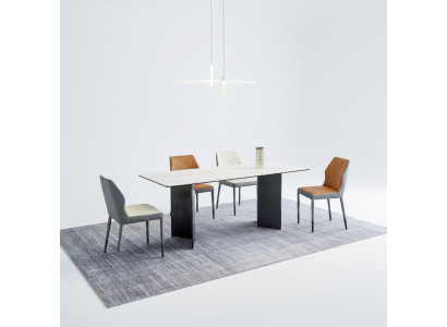 Table blanche de designer pour salle à manger 4x chaises en simili cuir ensemble de luxe