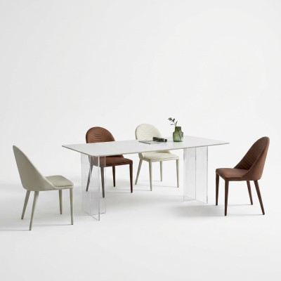 Table de salle à manger blanche Table à manger 6 chaises Ensemble 7 pièces d'un fauteuil designer