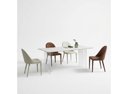 Table de salle à manger blanche Table à manger 6 chaises Ensemble 7 pièces d'un fauteuil designer