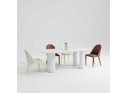 Ensemble de salle à manger blanc, table à manger de designer, 6 chaises rembourrées, ensemble de luxe