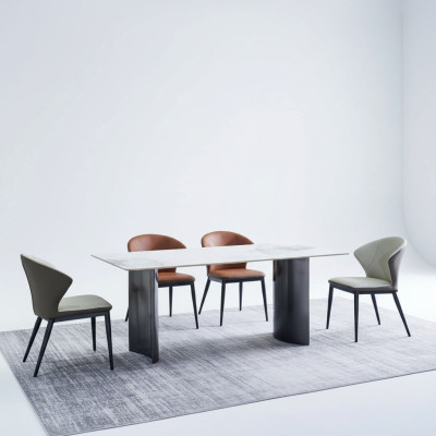 Meubles de salle à manger Table à manger moderne 6 chaises rembourrées Ensemble de salle à manger design
