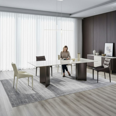 Ensemble de salle à manger Table à manger élégante 6 chaises Groupe cadre en bois 7 pièces