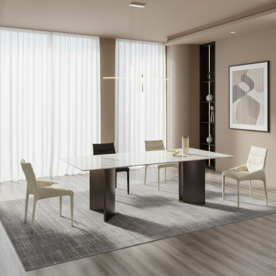 Ensemble de salle à manger Table à manger élégante 6 chaises Groupe cadre en bois 7 pièces