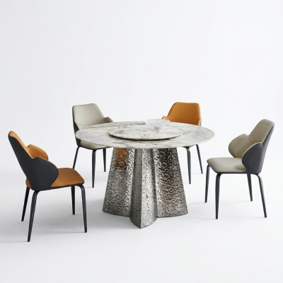 Ensemble de salle à manger moderne - Table à manger designer - 4 chaises en simili cuir - Ensemble de luxe 5 pièces