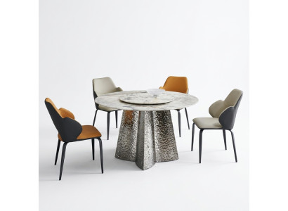 Ensemble de salle à manger moderne - Table à manger designer - 4 chaises en simili cuir - Ensemble de luxe 5 pièces