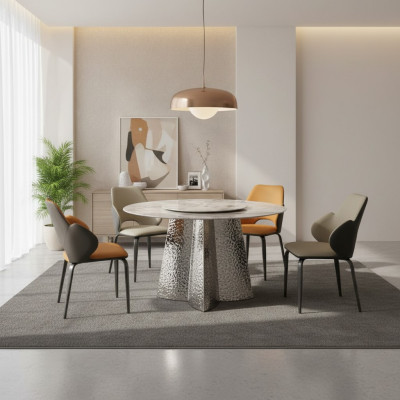 Ensemble de salle à manger moderne 6x Chaises Groupe de sièges Table à manger de luxe 7 pièces. ensemble