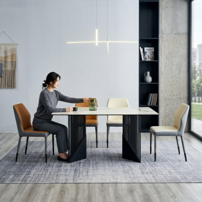 Ensemble de salle à manger Table de salle à manger Designer 6x Chaises en similicuir Table à manger 7 pièces