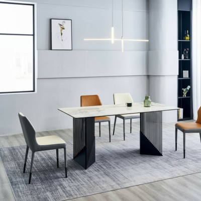 Ensemble de salle à manger Table de salle à manger Designer 6x Chaises en similicuir Table à manger 7 pièces