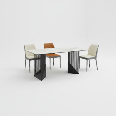 Ensemble de salle à manger Table de salle à manger Designer 6x Chaises en similicuir Table à manger 7 pièces