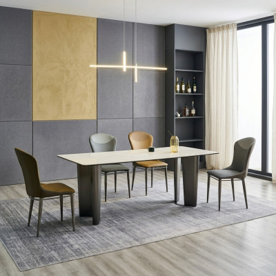 Ensemble de salle à manger élégant, table à manger de designer, 6 chaises, 7 pièces. Ensemble de luxe.