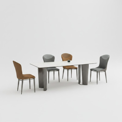 Ensemble de salle à manger élégant, table à manger de designer, 6 chaises, 7 pièces. Ensemble de luxe.