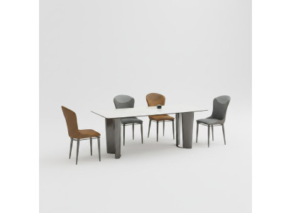 Ensemble de salle à manger élégant, table à manger de designer, 6 chaises, 7 pièces. Ensemble de luxe.