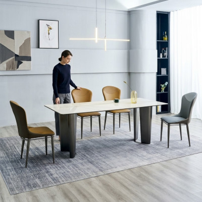 Set de salle à manger Table à manger élégante Chaises de cuisine 4x Chaises en similicuir
