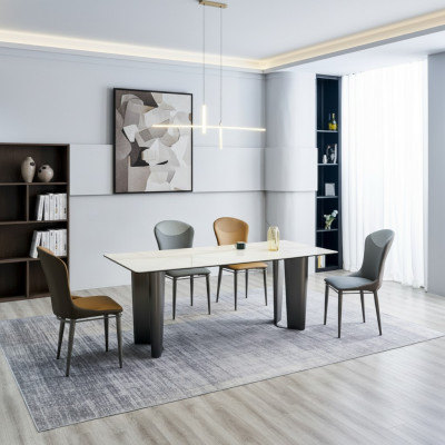 Set de salle à manger Table à manger élégante Chaises de cuisine 4x Chaises en similicuir