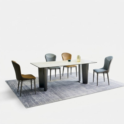 Set de salle à manger Table à manger élégante Chaises de cuisine 4x Chaises en similicuir