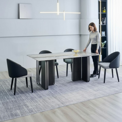 Table de salle à manger rectangulaire 4 chaises Ensemble de salle à manger moderne 5 pièces nouveau.
