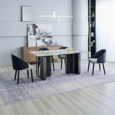 Salle à manger de luxe Mobilier de salle à manger Table à manger Designer 6x chaises en similicuir 7 pièces