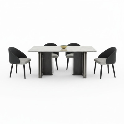 Salle à manger de luxe Mobilier de salle à manger Table à manger Designer 6x chaises en similicuir 7 pièces