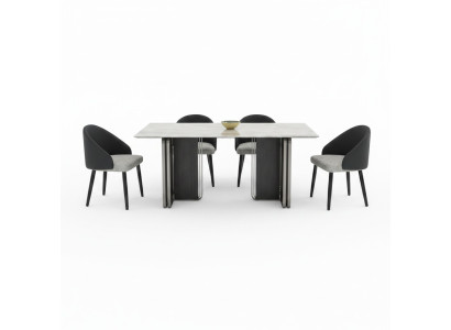 Salle à manger de luxe Mobilier de salle à manger Table à manger Designer 6x chaises en similicuir 7 pièces