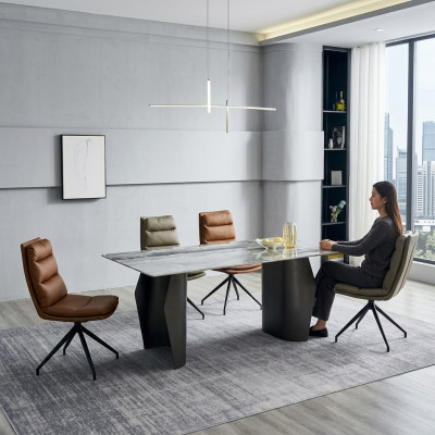 Ensemble de salle à manger table à manger 6 chaises chaises rembourrées mobilier de designer de luxe