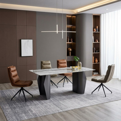 Ensemble de salle à manger table à manger 6 chaises chaises rembourrées mobilier de designer de luxe