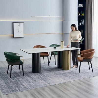 Ensemble de salle à manger Designer Suite Table à manger 4x Chaises en similicuir 5 pièces