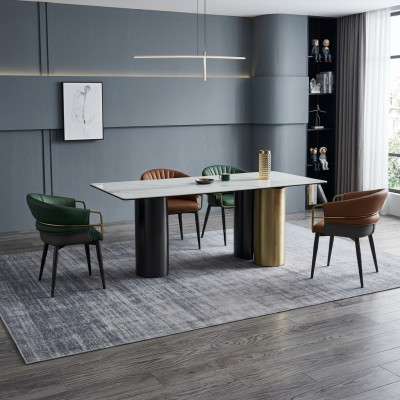 Ensemble de salle à manger Designer Suite Table à manger 4x Chaises en similicuir 5 pièces