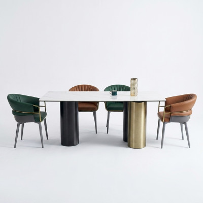 Ensemble de salle à manger Designer Suite Table à manger 4x Chaises en similicuir 5 pièces