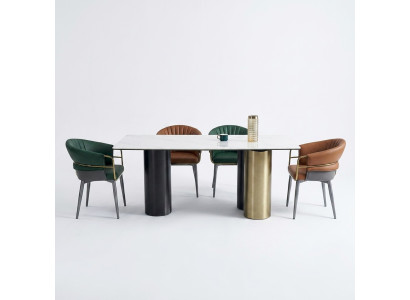 Ensemble de salle à manger Designer Suite Table à manger 4x Chaises en similicuir 5 pièces