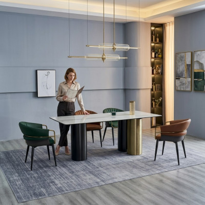 Ensemble de salle à manger élégant Table à manger design Groupe de sièges de luxe 6 chaises 7 pièces