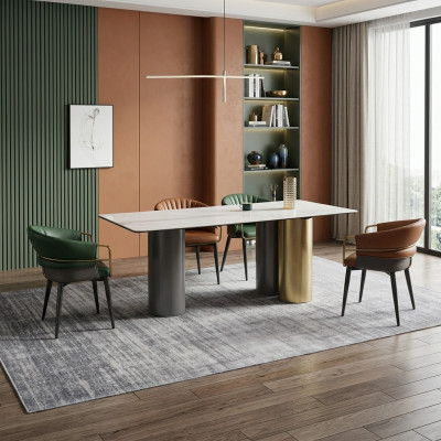 Ensemble de salle à manger élégant Table à manger design Groupe de sièges de luxe 6 chaises 7 pièces