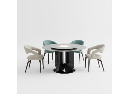 Ensemble de salle à manger de designer Table à manger ronde de luxe 6 chaises Groupe de sièges élégant