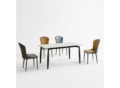 Salle à manger ensemble Blanc Table à manger 4x chaises en cuir Groupe de sièges 5 pièces