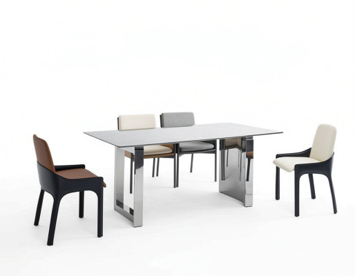Set de salle à manger Designer 4 chaises Groupe de sièges modernes Table rectangulaire de luxe
