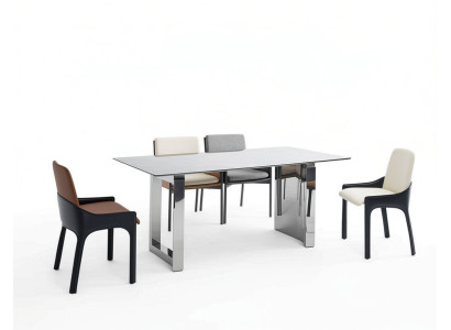 Set de salle à manger Designer 4 chaises Groupe de sièges modernes Table rectangulaire de luxe