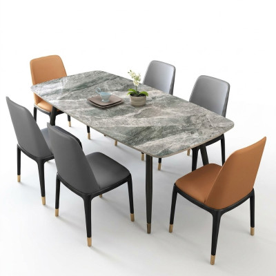 Luxueuse Table à manger 6x Chaises en similicuir design Ensemble de salle à manger élégant