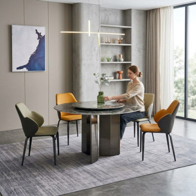 Table ronde grise Tables de salle à manger Table de cuisine Tables en bois de luxe Table