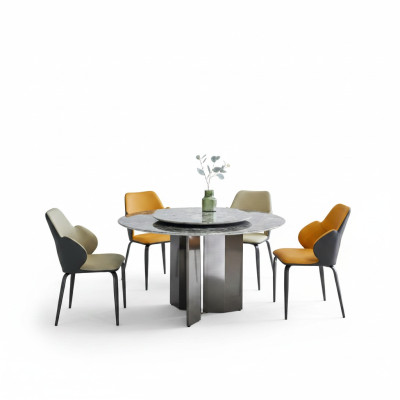 Table ronde grise Tables de salle à manger Table de cuisine Tables en bois de luxe Table